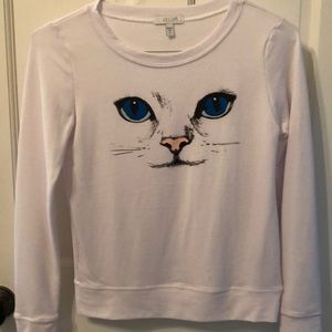 Girls Cat Face Long Sleeve Shirt